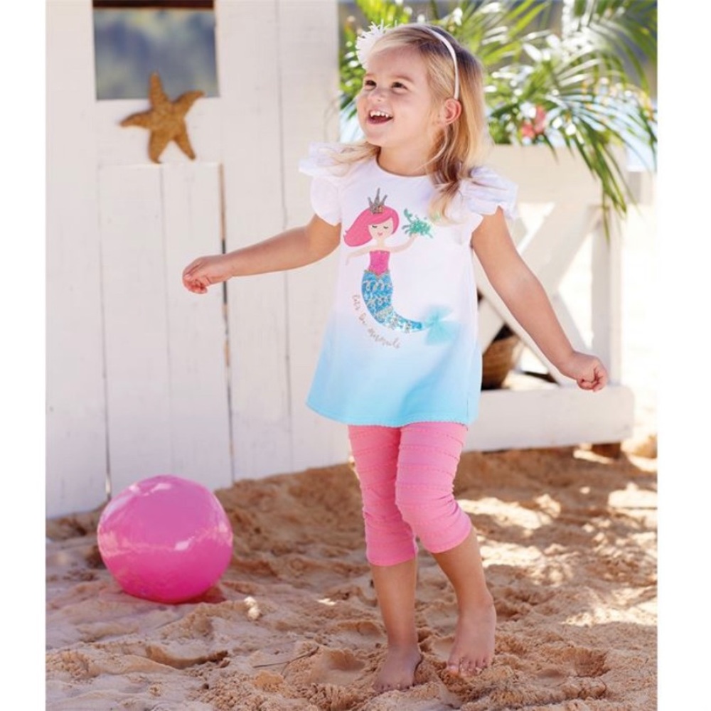 Mud Pie Lets Be Mermaids Capri legging set 5t